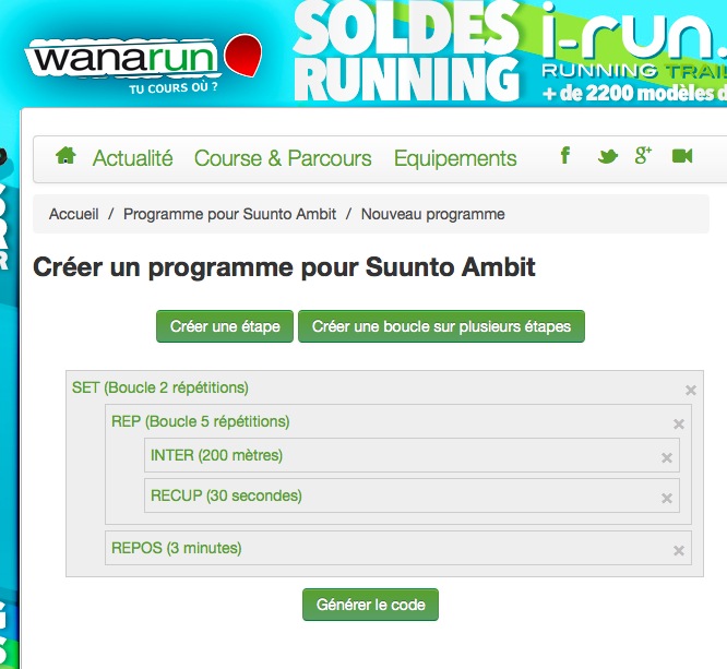 Wanarun propose une interface "à la Garmin Connect" pour créer une application d'entrainement pour Suunto Ambit.